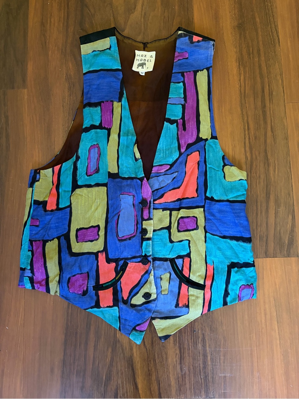 Max & Mabel Colorblock Abstract Print Vest - Multicolor